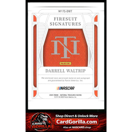 2025 Panini National Treasures #FS-DWT Darrell Waltrip Firesuit Signatures #/29