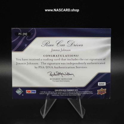 2009 Upper Deck Prominent Cuts Signatures Cut Signature #JMJ Jimmie Johnson 2/3 - NASCARD.shop