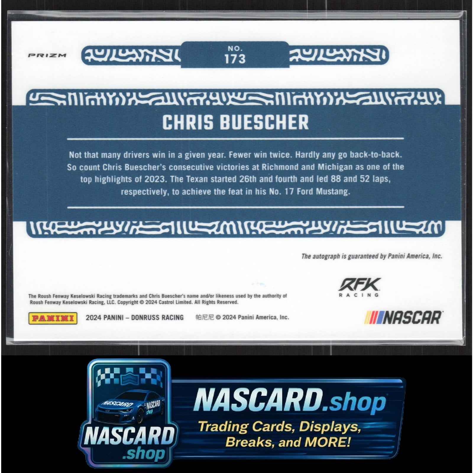 2024 Donruss #173 Chris Buescher Optic Signatures