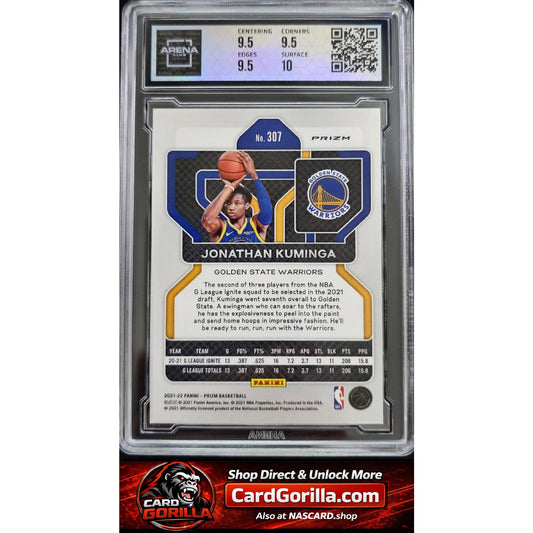 2021-22 Panini Prizm Jonathan Kuminga Red White and Blue Arena Club 10