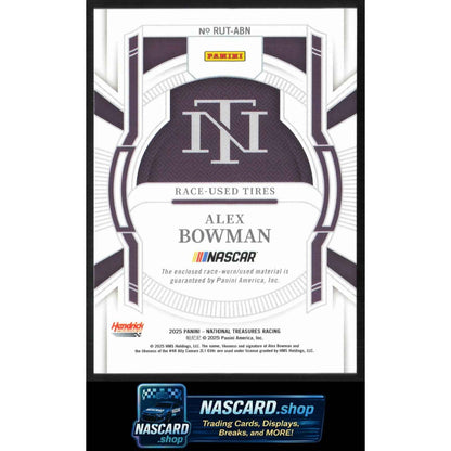 2025 Panini National Treasures #RUT-ABN Alex Bowman Race Used Tires Blue #/75