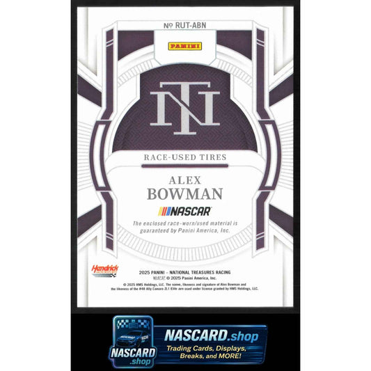 2025 Panini National Treasures #RUT-ABN Alex Bowman Race Used Tires Blue #/75