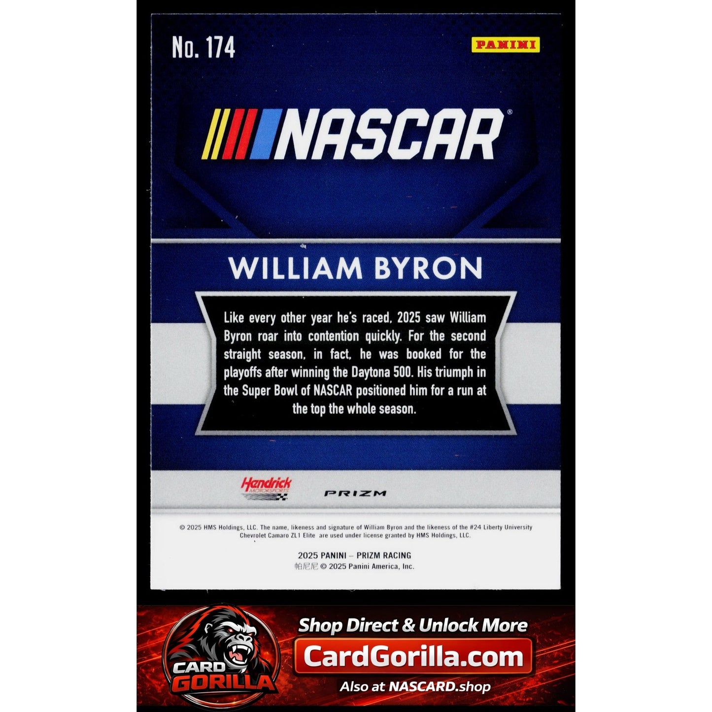 2025 Panini Prizm #174 William Byron White Sparkle
