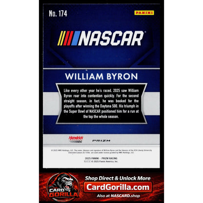 2025 Panini Prizm #174 William Byron White Sparkle