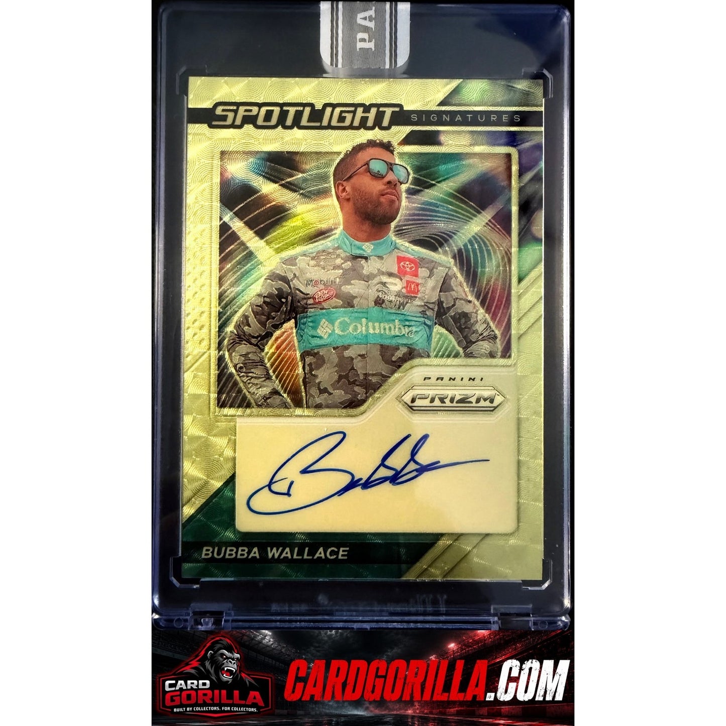 2021 Panini Prizm #SS-BW Bubba Wallace Spotlight Signatures Gold Vinyl #/1