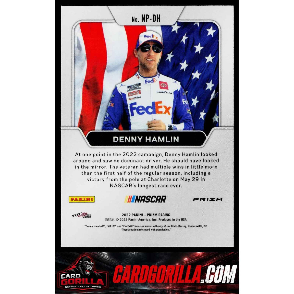 2022 Panini Prizm #NP-DH Denny Hamlin National Pride White Sparkle Prizm