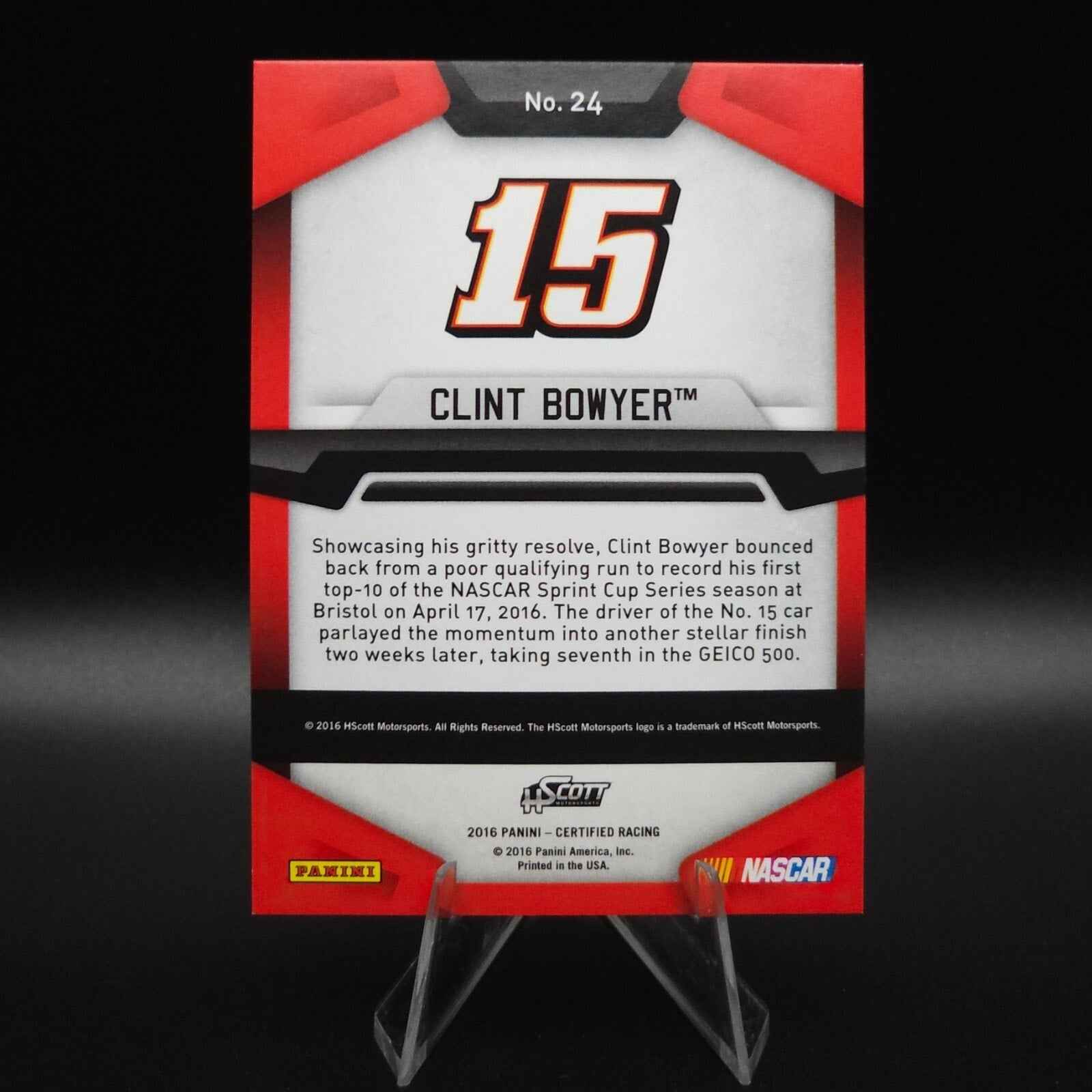 2016 Panini Certified Mirror Black #24 Clint Bowyer 1/1 - NASCARD.shop