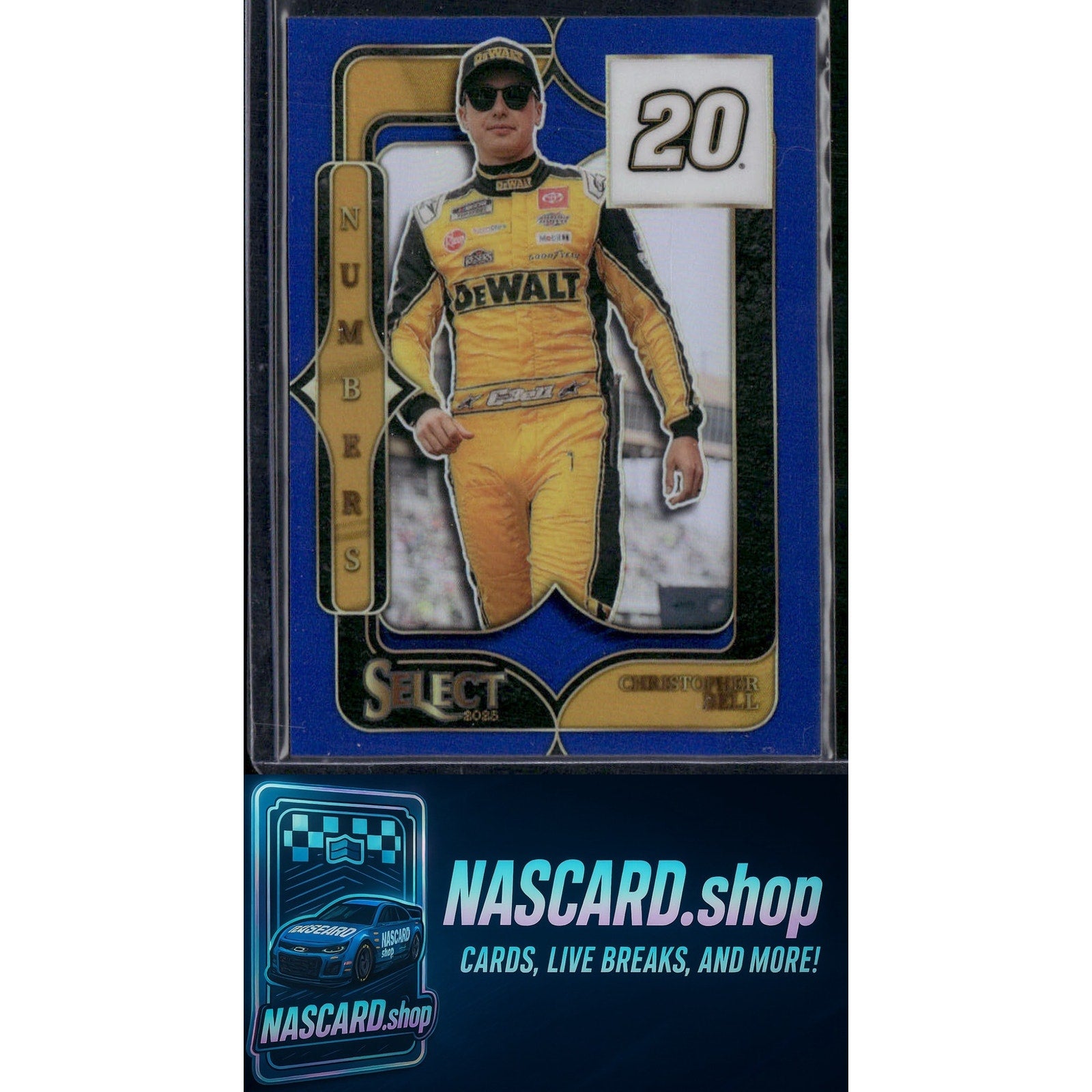 2025 Select Racing #15 Christopher Bell Numbers Blue Prizms #/49 - NASCARD.shop