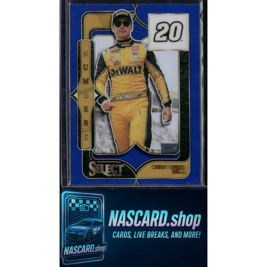 2025 Select Racing #15 Christopher Bell Numbers Blue Prizms #/49 - NASCARD.shop