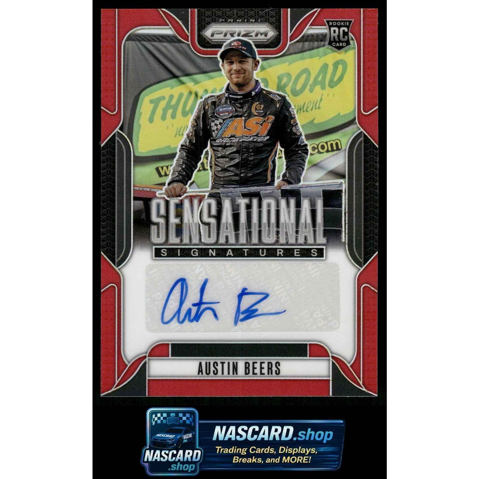2025 Panini Prizm #SS-ABS Austin Beers Sensational Signatures Red
