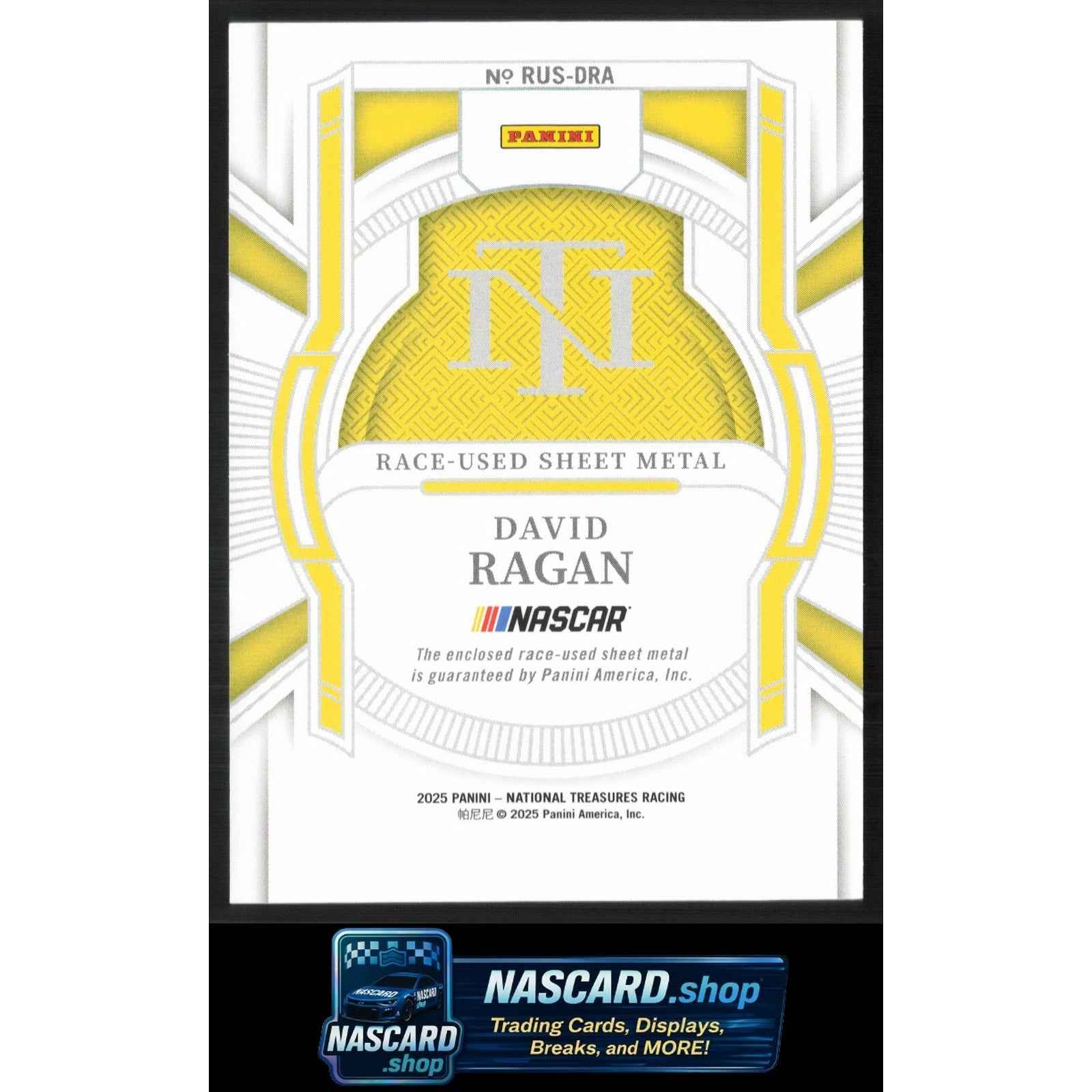 2025 Panini National Treasures #RUS-DRA David Ragan Race Used Sheet Metal #/99