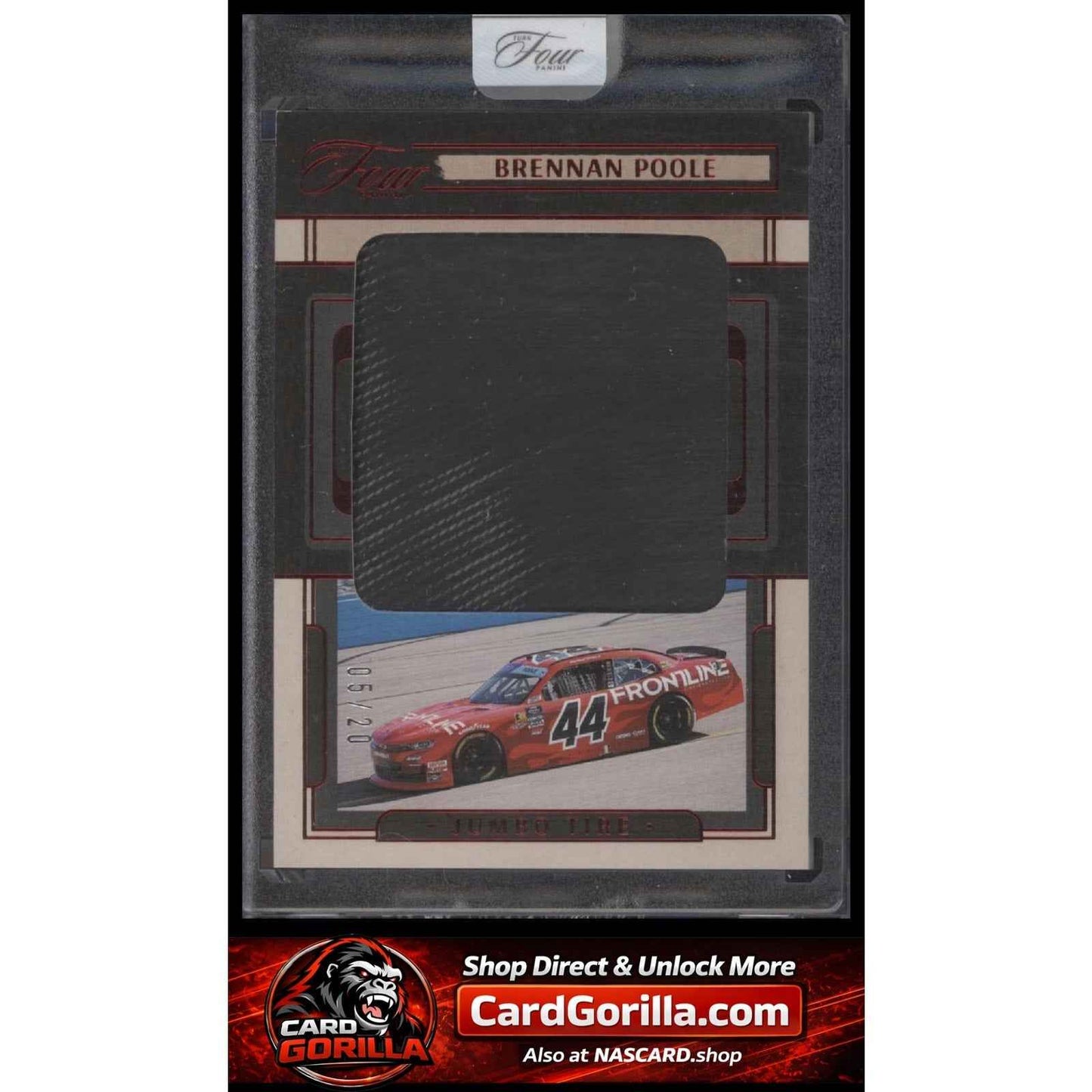 2025 Panini Turn Four #JTS-BPL Brennan Poole Jumbo Tire Swatches Red #/20