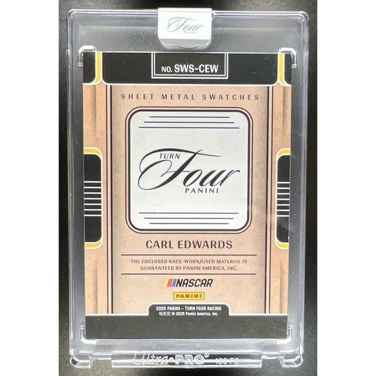 2025 Panini Turn Four NASCAR Carl Edwards #SWS-CEW Sheet Metal Swatches Red /25