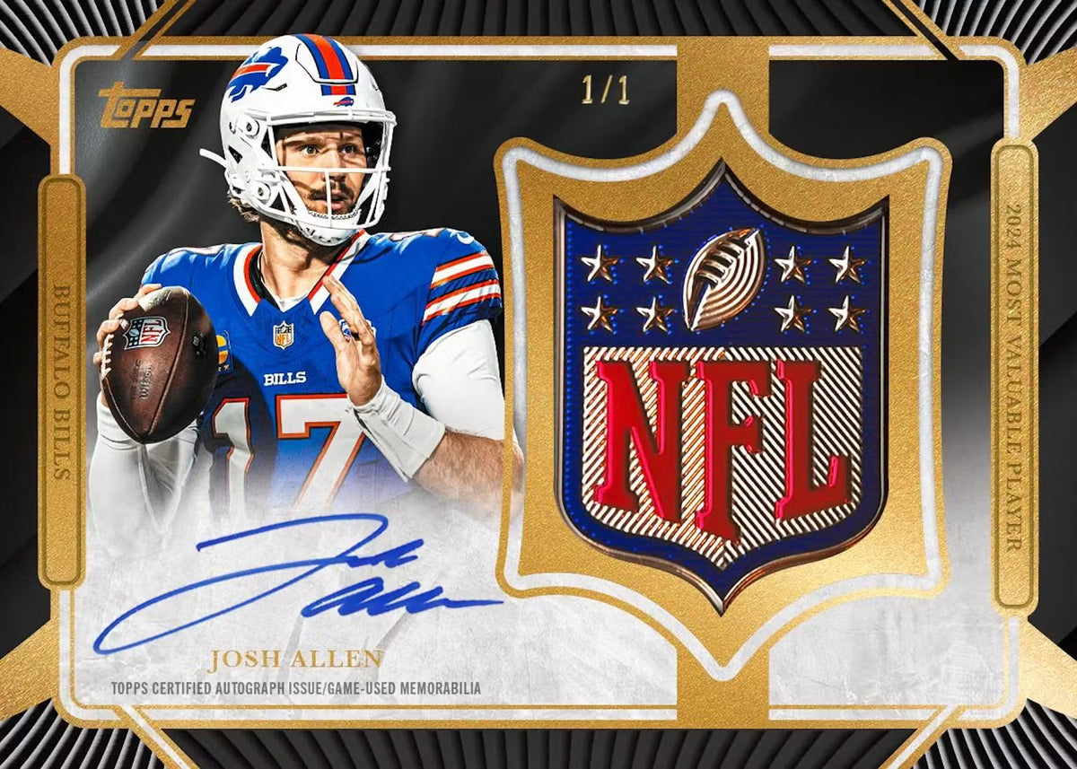 Football trading card of Josh Allen with NFL logo and Topps branding