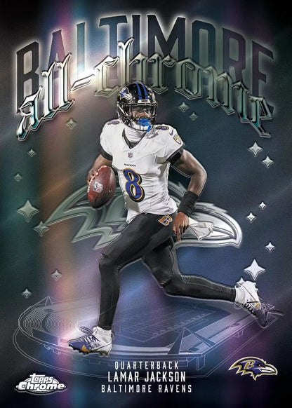 Baltimore Ravens football player with ball on a dark background