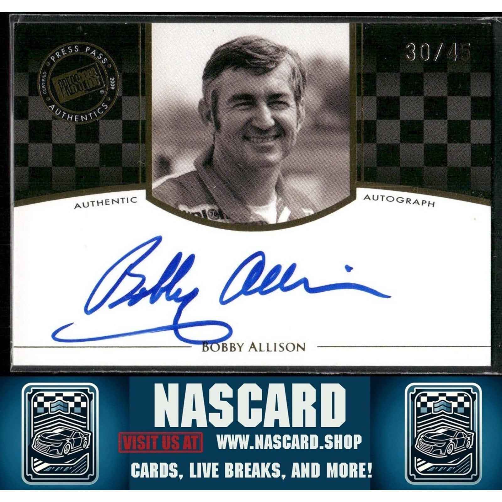 2009 Press Pass Legends Authentic Autograph Bobby Allison /45 - NASCARD.shop