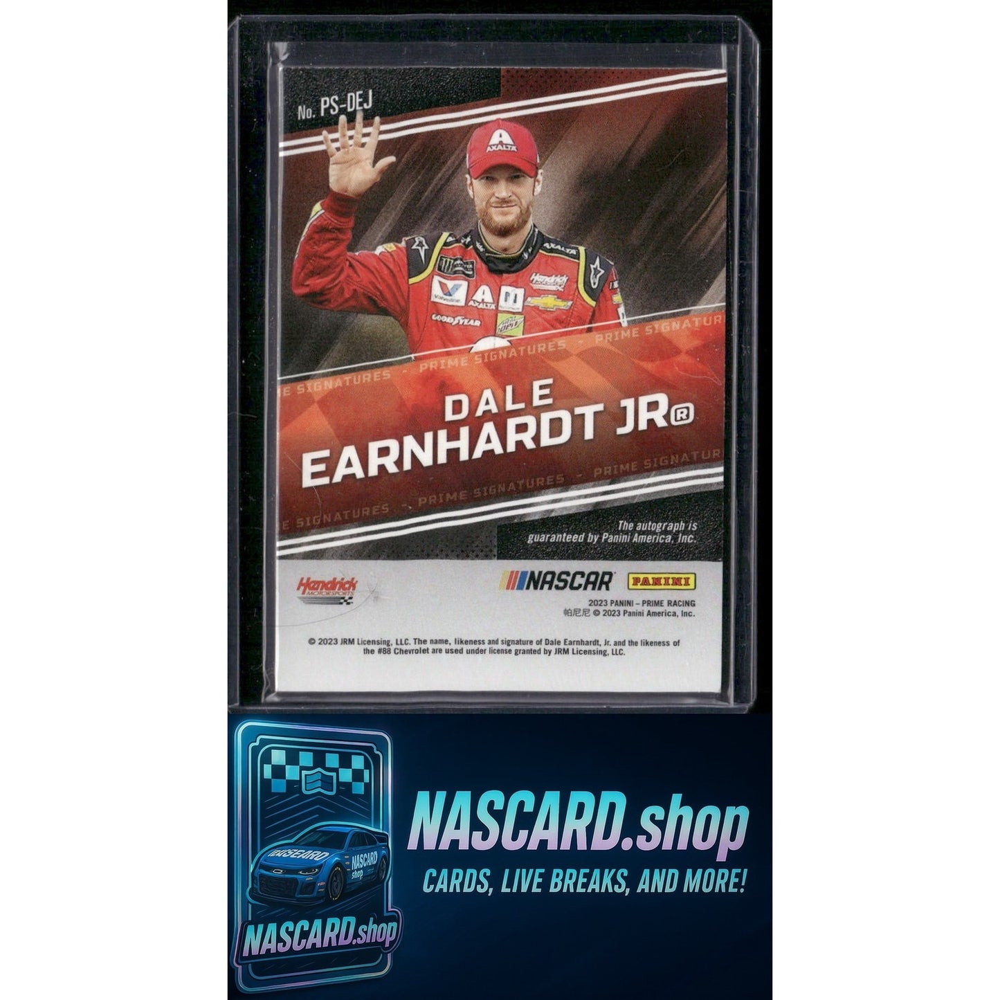 2023 Panini Prime #PS-DEJ Dale Earnhardt Jr Prime Signatures Holo Silver #08/10 - Card Gorilla