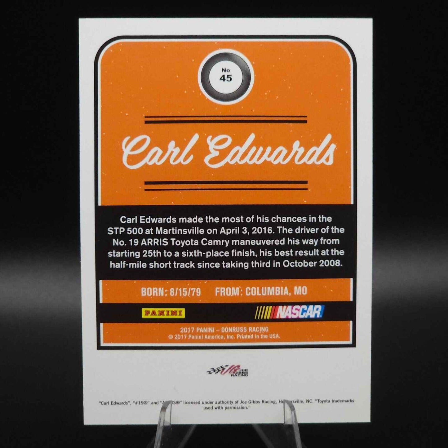 2017 Panini Donruss NASCAR Nickname Variations Press Proof #45 Carl Edwards /99 - NASCARD.shop