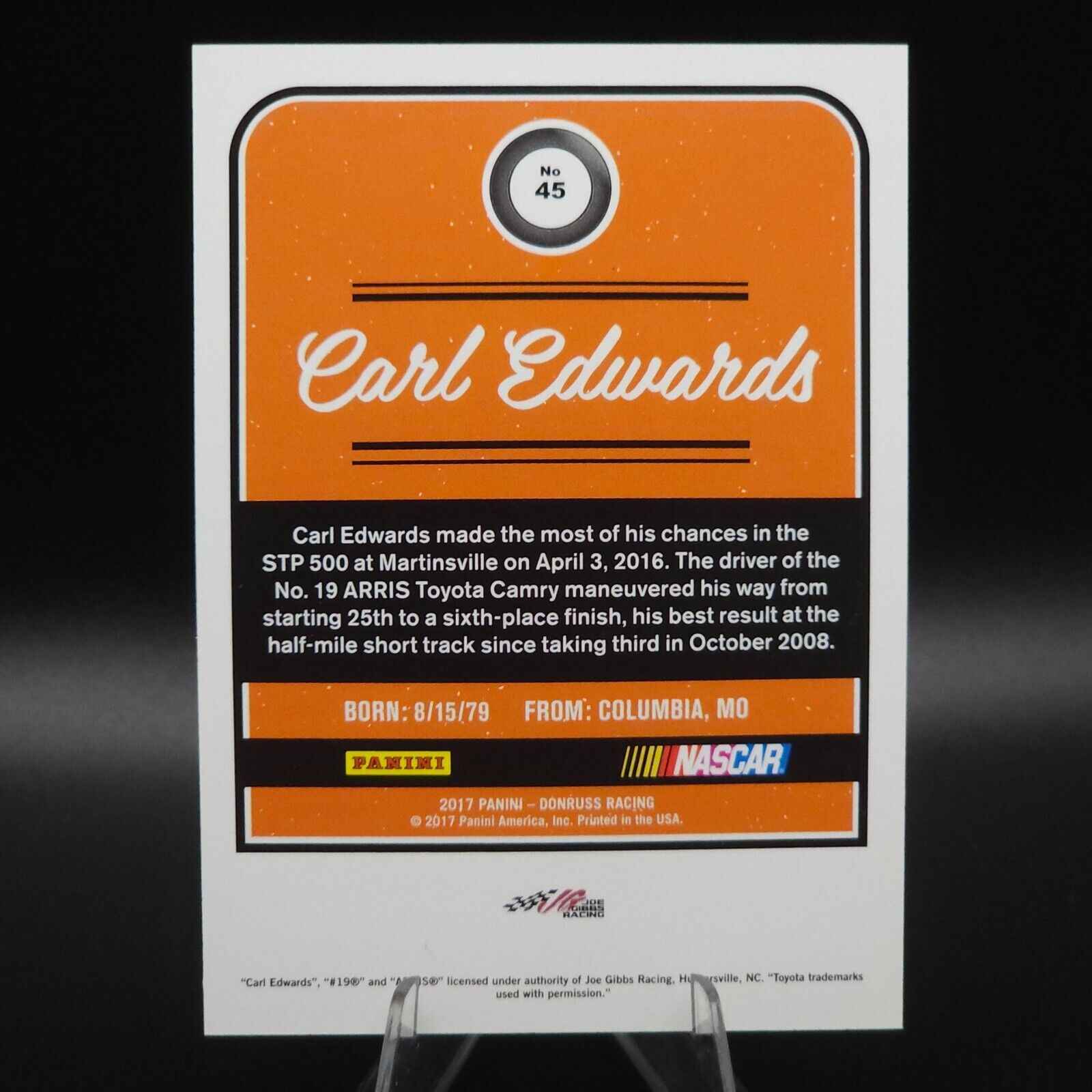 2017 Panini Donruss NASCAR Nickname Variations Press Proof #45 Carl Edwards /99 - NASCARD.shop