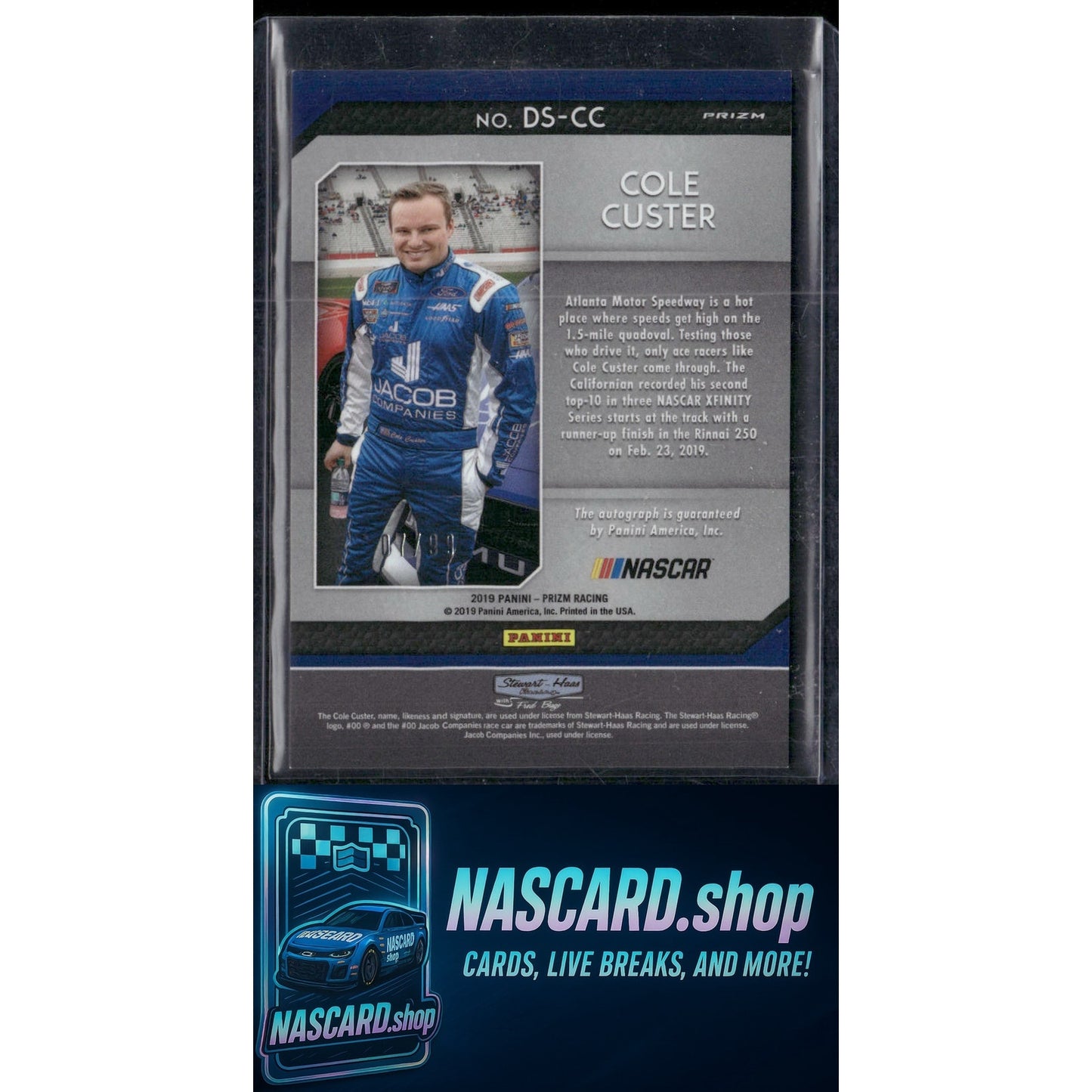 2019 Panini Prizm #DS-CC Cole Custer Driver Signatures Green Prizm #/99