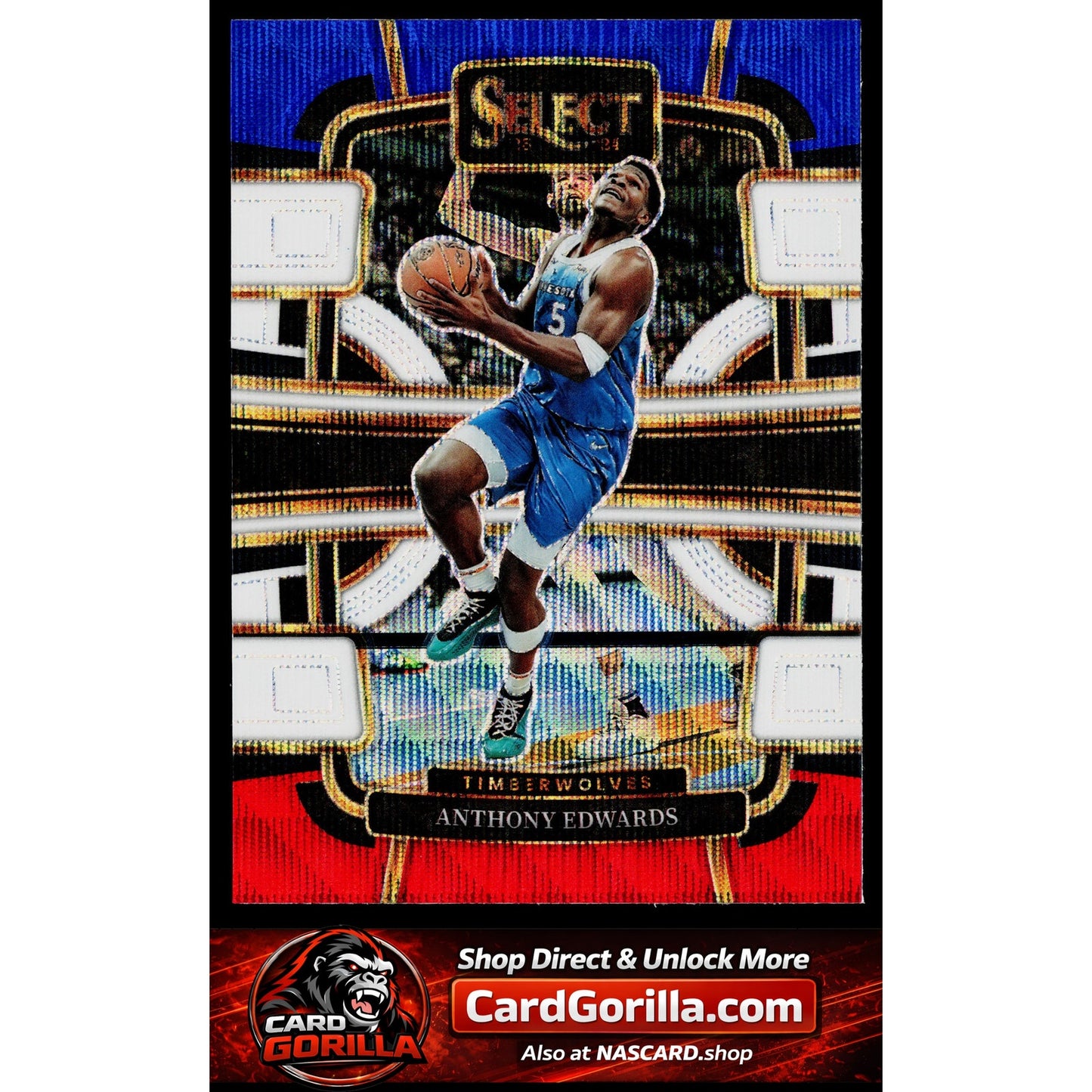 2023-24 Panini Select #37 Anthony Edwards Red White Blue Wave Prizms