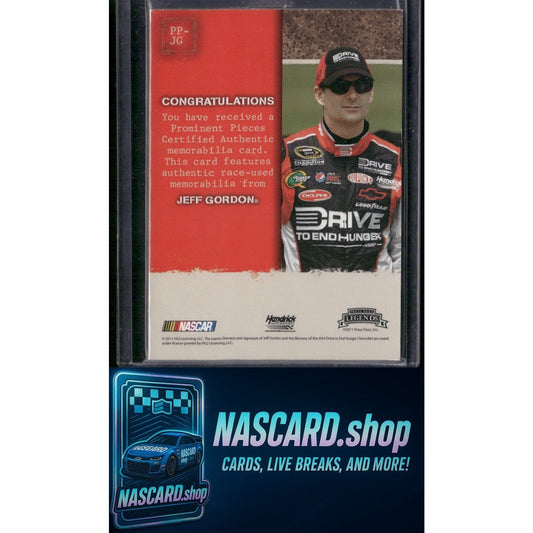 2011 Press Pass Legends #PP-JG Jeff Gordon Prominent Pieces Holofoil #/25 - Card Gorilla