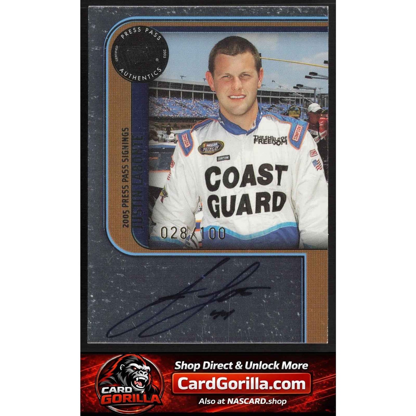 2005 Press Pass #NNO Justin Labonte Signings Platinum #/100