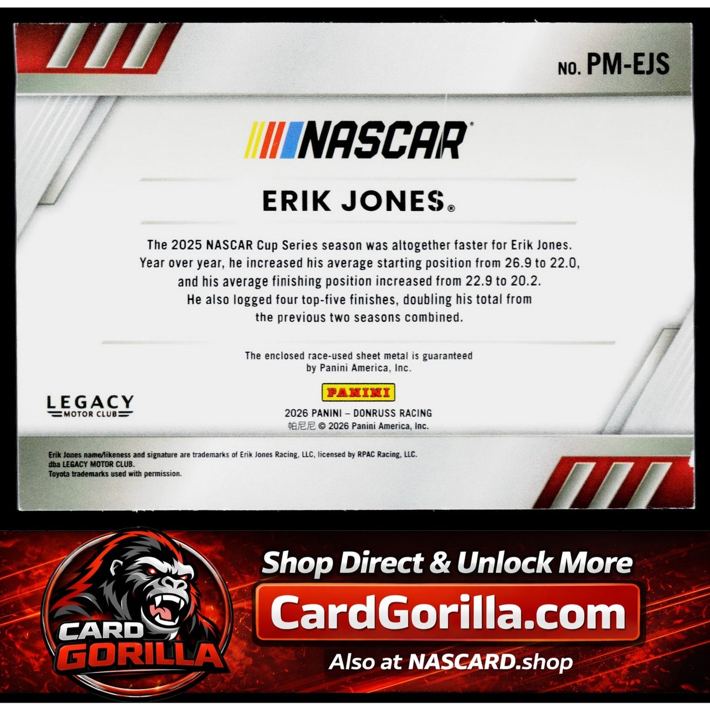 2026 Donruss #PM-EJS Erik Jones Pedal To The Metal