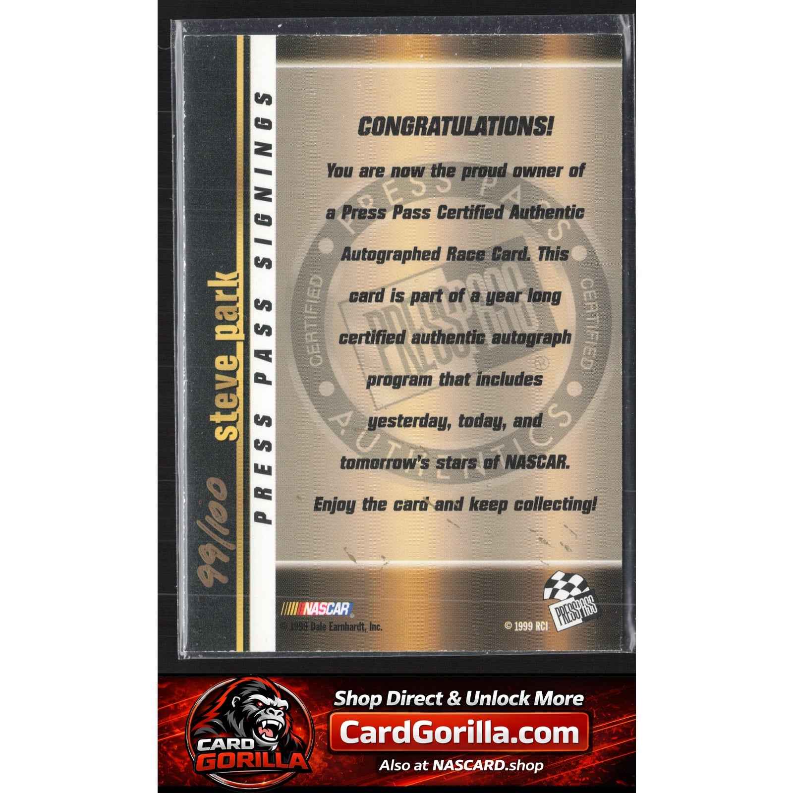 2000 Press Pass #NNO Steve Park Signings Gold #/100