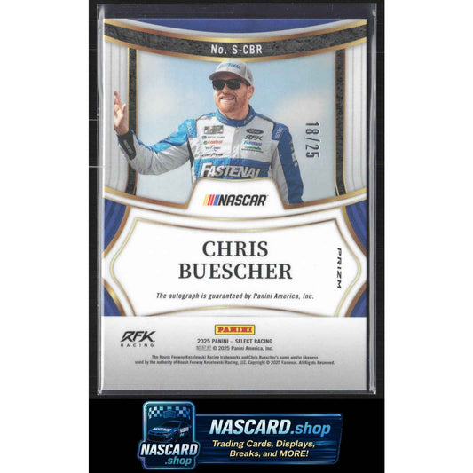 2025 Panini Select #S-CBR Chris Buescher Signatures Tie-Dye Prizms #/25