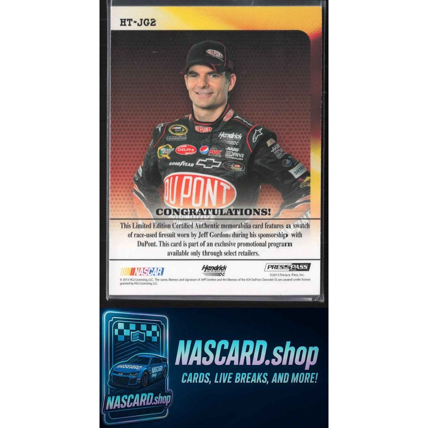 2013 Press Pass Ignite #HT-JG2 Jeff Gordon Hot Threads Silver