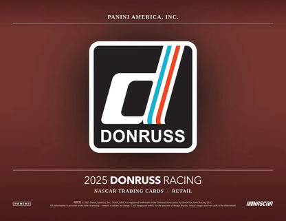Donruss Racing NASCAR trading cards packaging with logo on a brown background