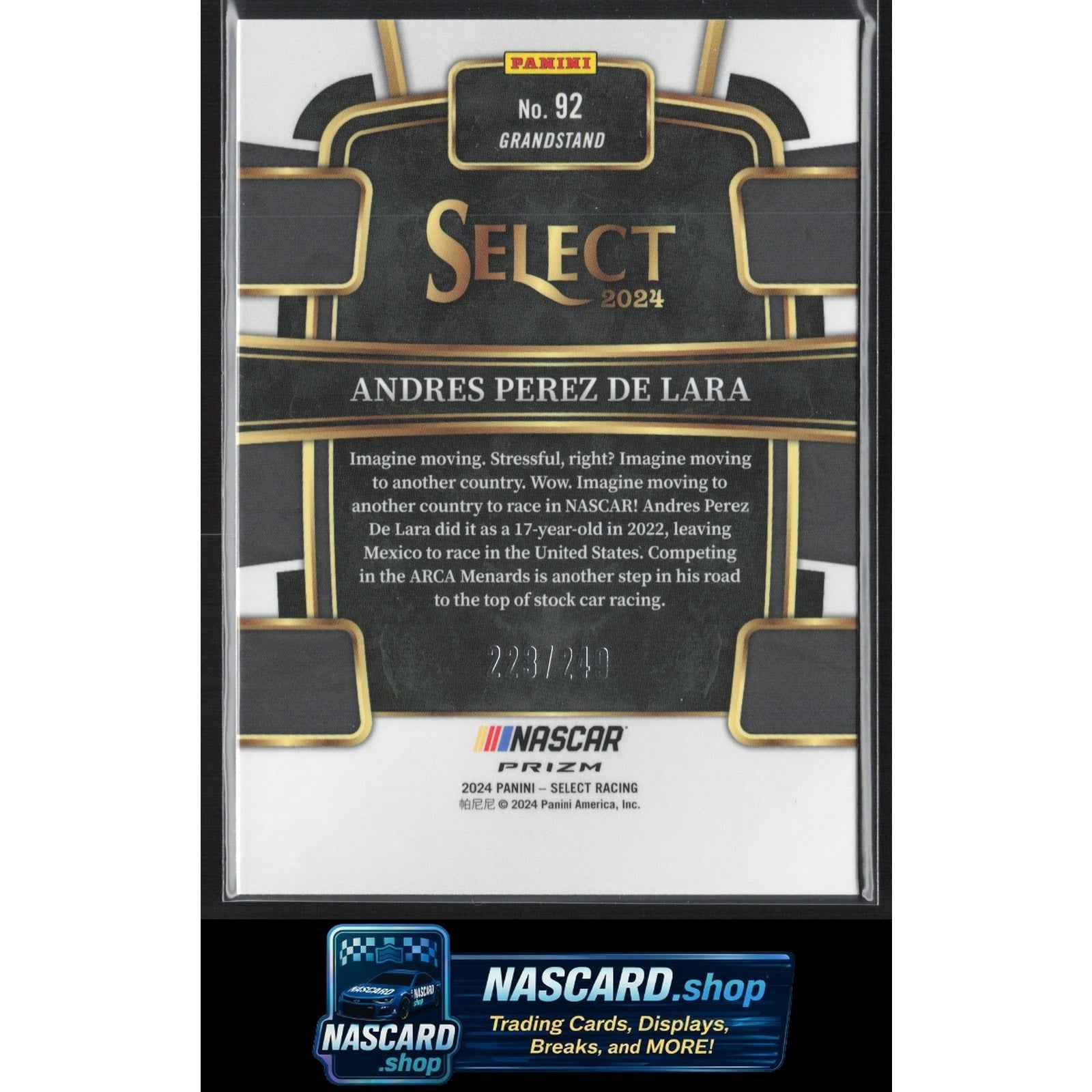 2024 Panini Select #92 Andres Perez De Lara Red and Blue Prizms #/249