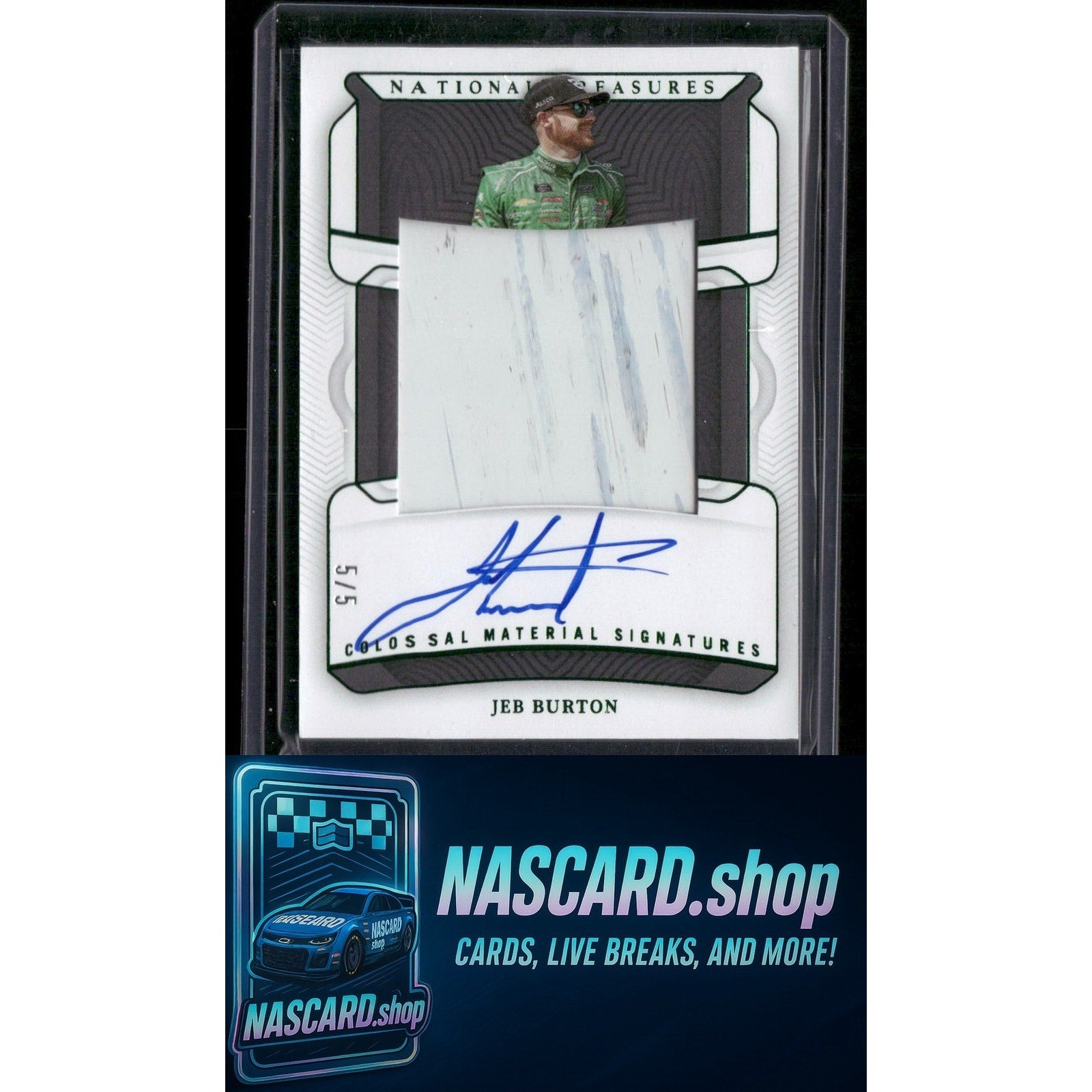 2023 National Treasures #7 Jeb Burton Colossal Materials Signatures Green #5/5 - Card Gorilla