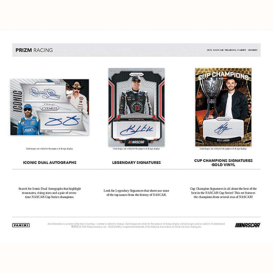 NASCAR trading card set with different card types on a white background