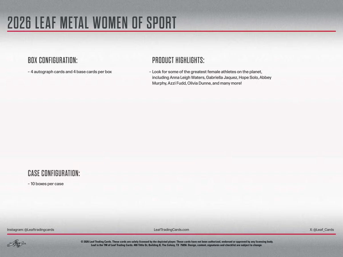 2026 Leaf Metal Women of Sport Hobby Box