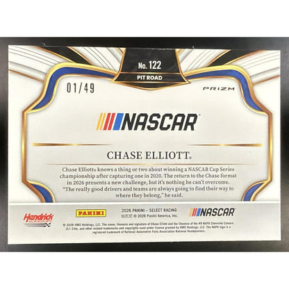 2026 Panini Select NASCAR Chase Elliott #122 Set - Pit Road Orange Prizms 1/49