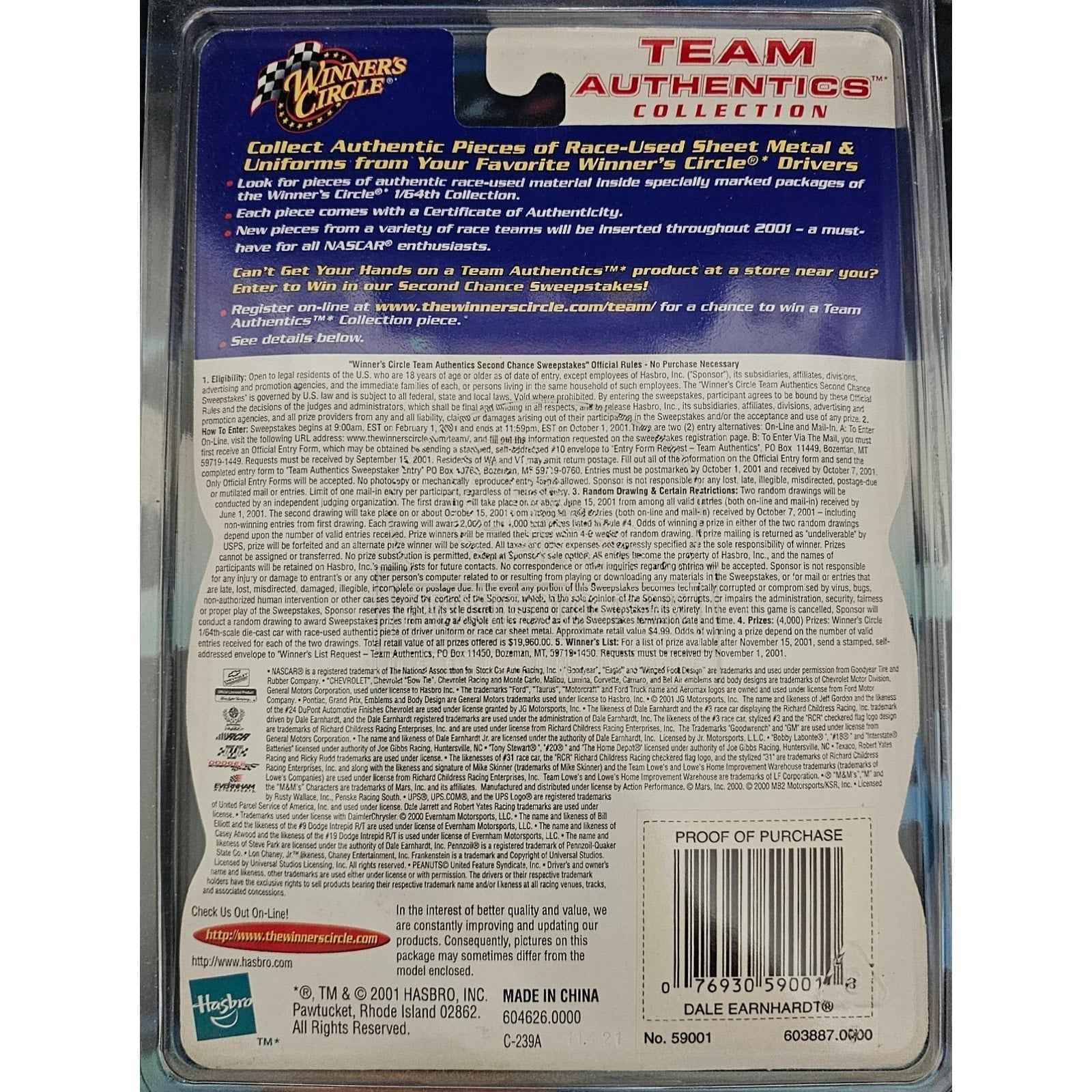 Dale Earnhardt 2001 Team Authentics Winners Circle 1:64 Diecast Firesuit