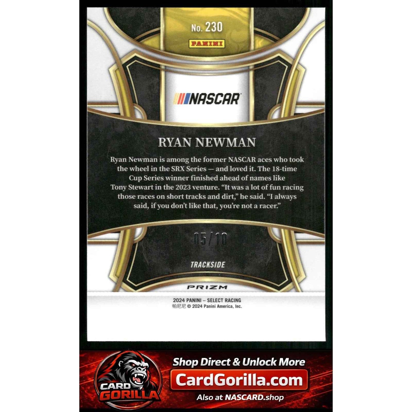 2024 Panini Select #230 Ryan Newman Gold Prizms #/10