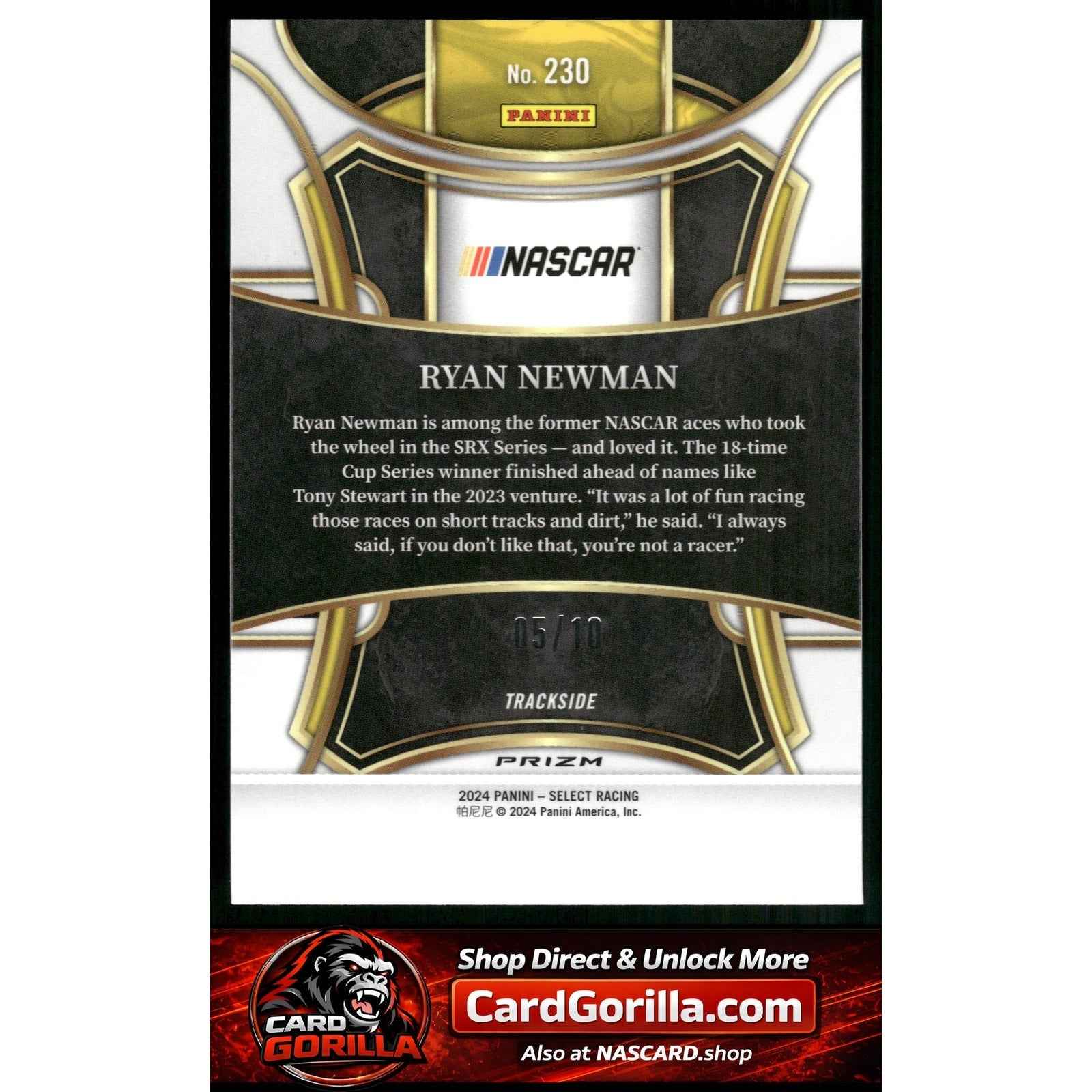 2024 Panini Select #230 Ryan Newman Gold Prizms #/10