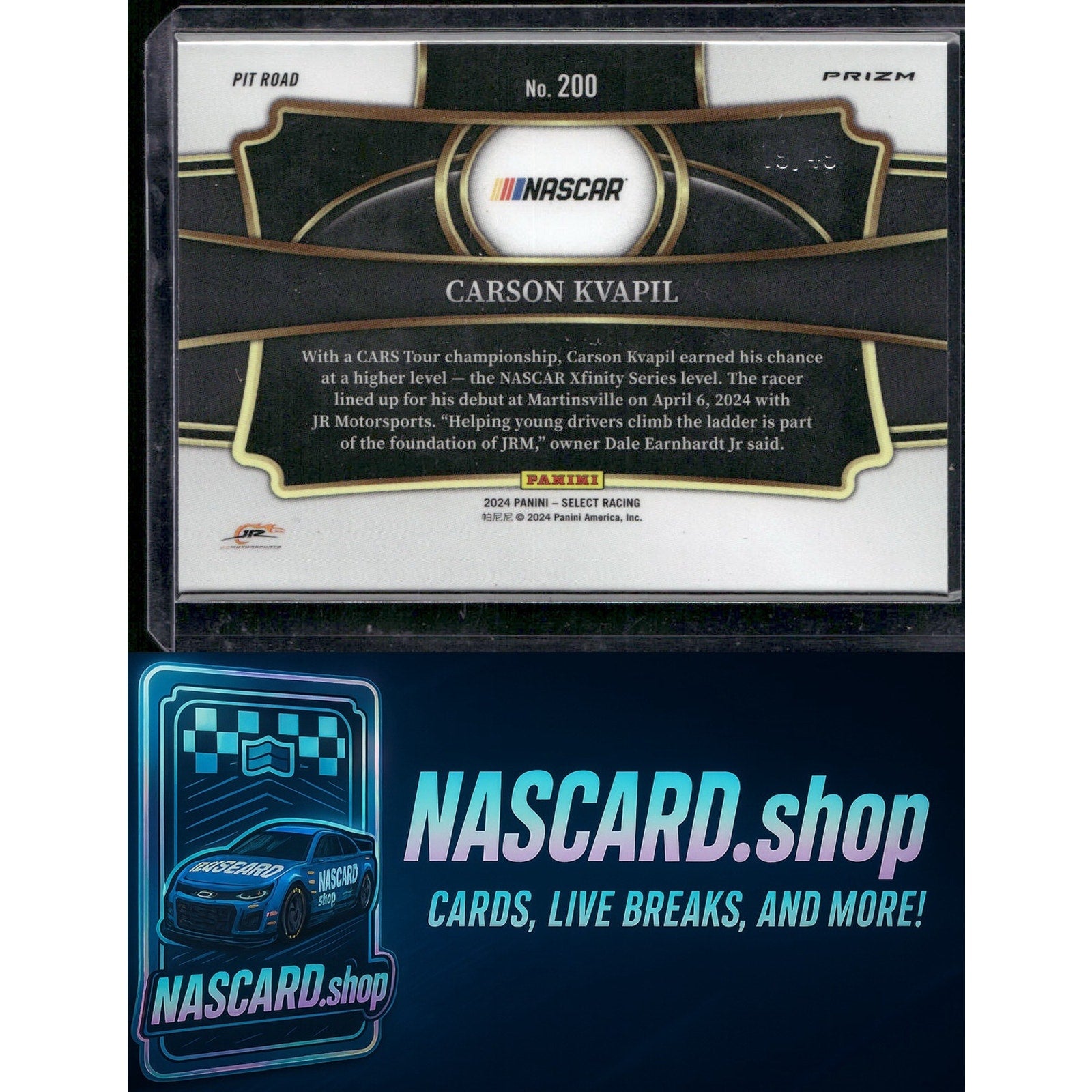 2024 Panini Select #200 Carson Kvapil Black and Blue Prizms #/49 RC - Card Gorilla