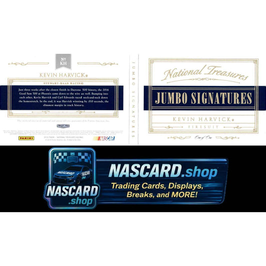 2016 National Treasures Kevin Harvick Jumbo NASCAR Patch Signature Booklet #1/1