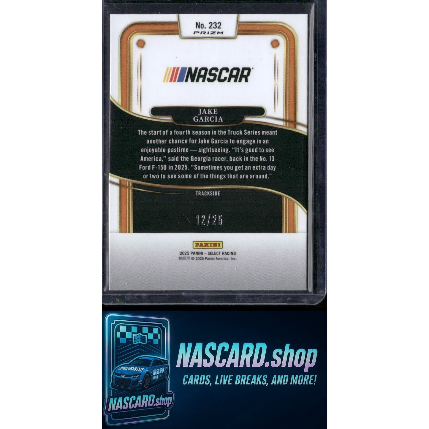 2025 Panini Select #232 Jake Garcia Tie-Dye Prizms #/25