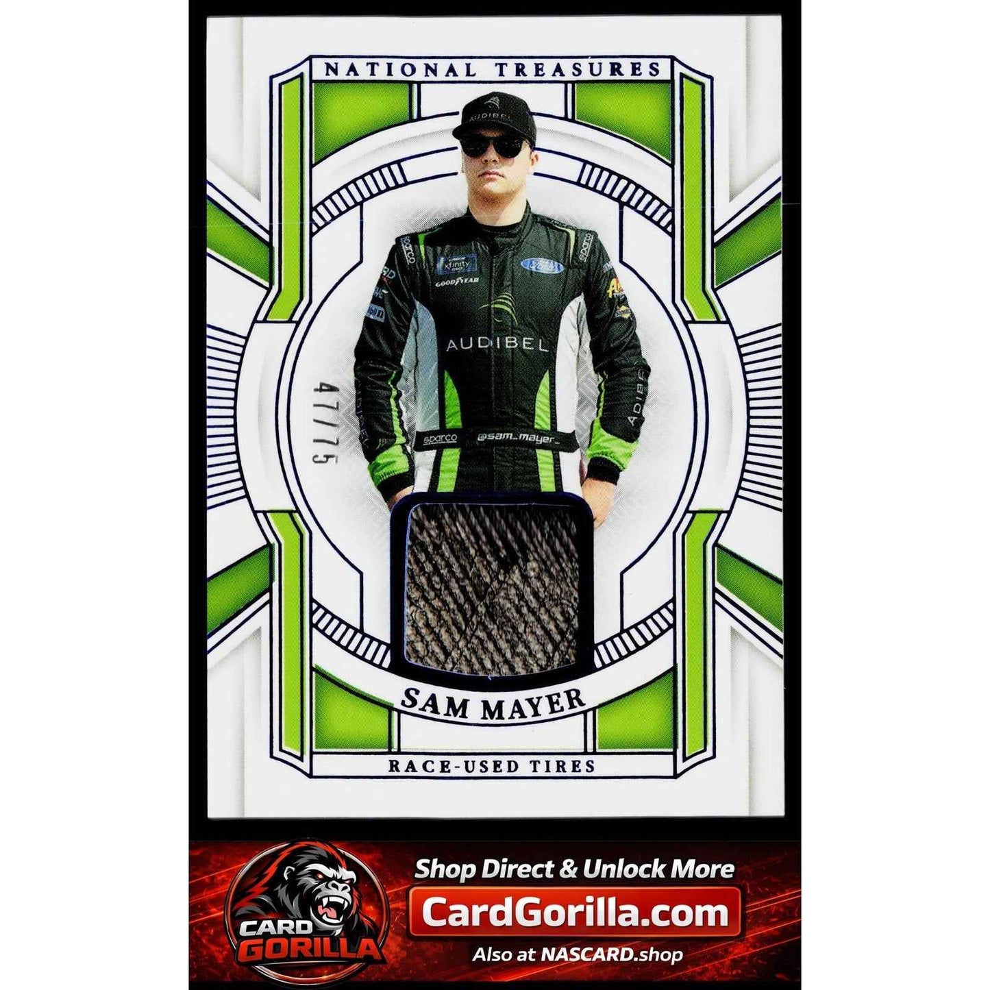 2025 Panini National Treasures #RUT-SMR Sam Mayer Race Used Tires Blue #/75