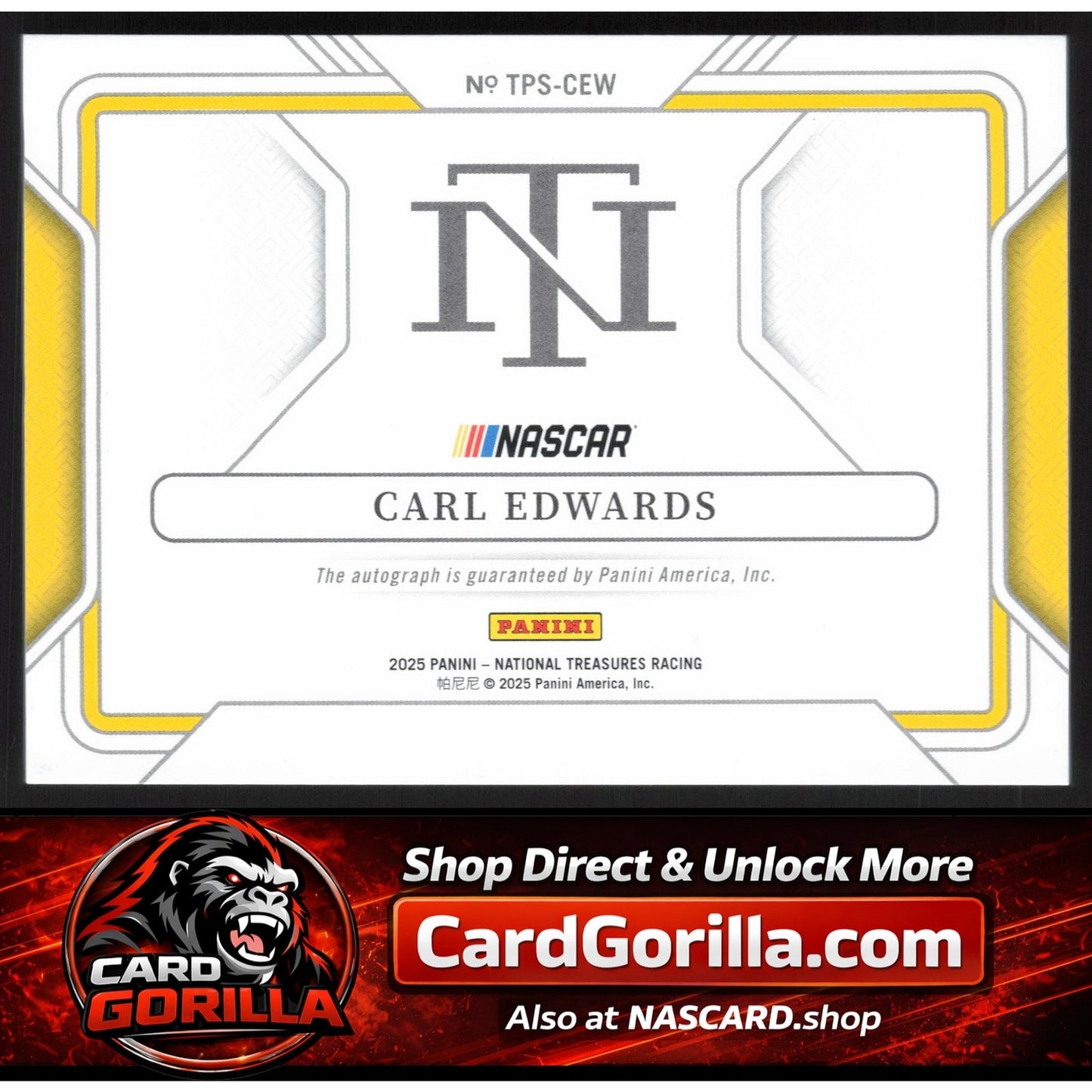 2025 Panini National Treasures #TPS-CEW Carl Edwards Track Pass Signatures #/99