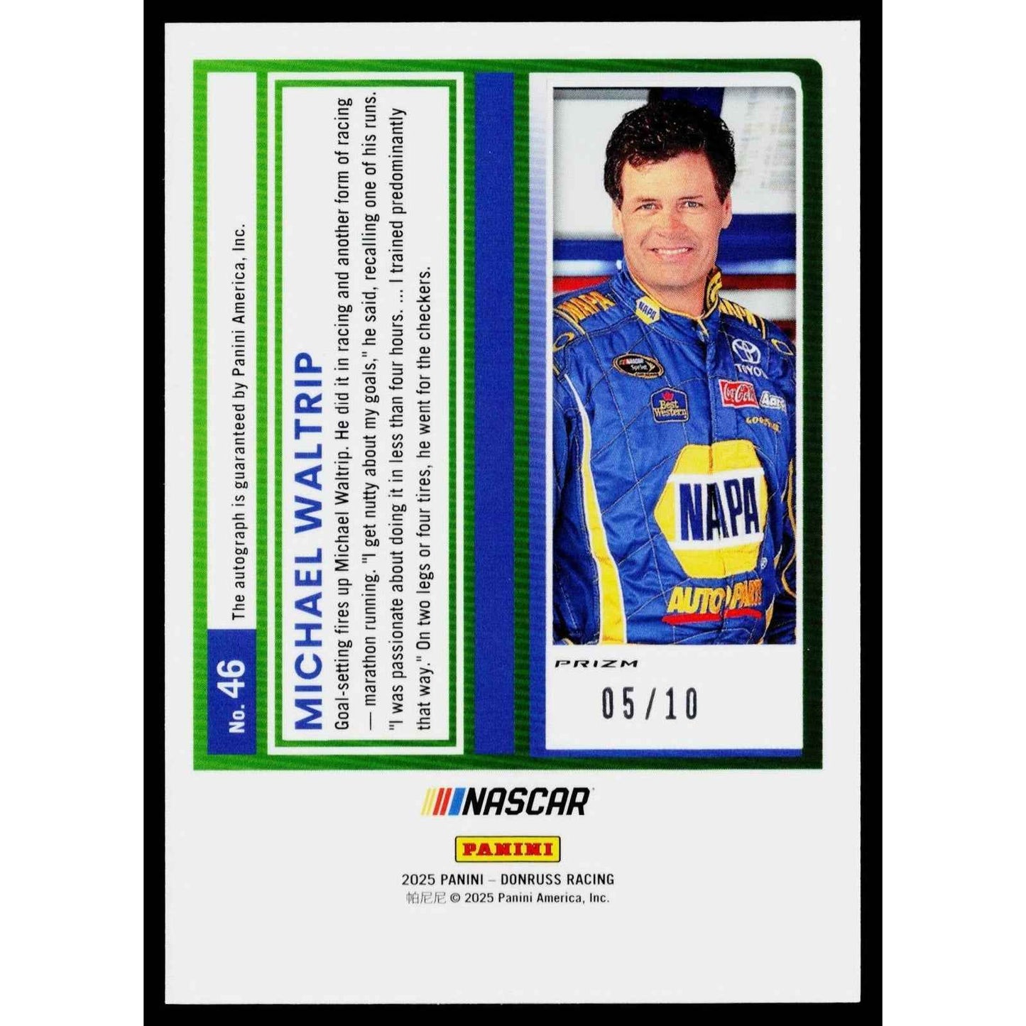 2025 Donruss #46 Michael Waltrip Optic Signatures Gold #/10
