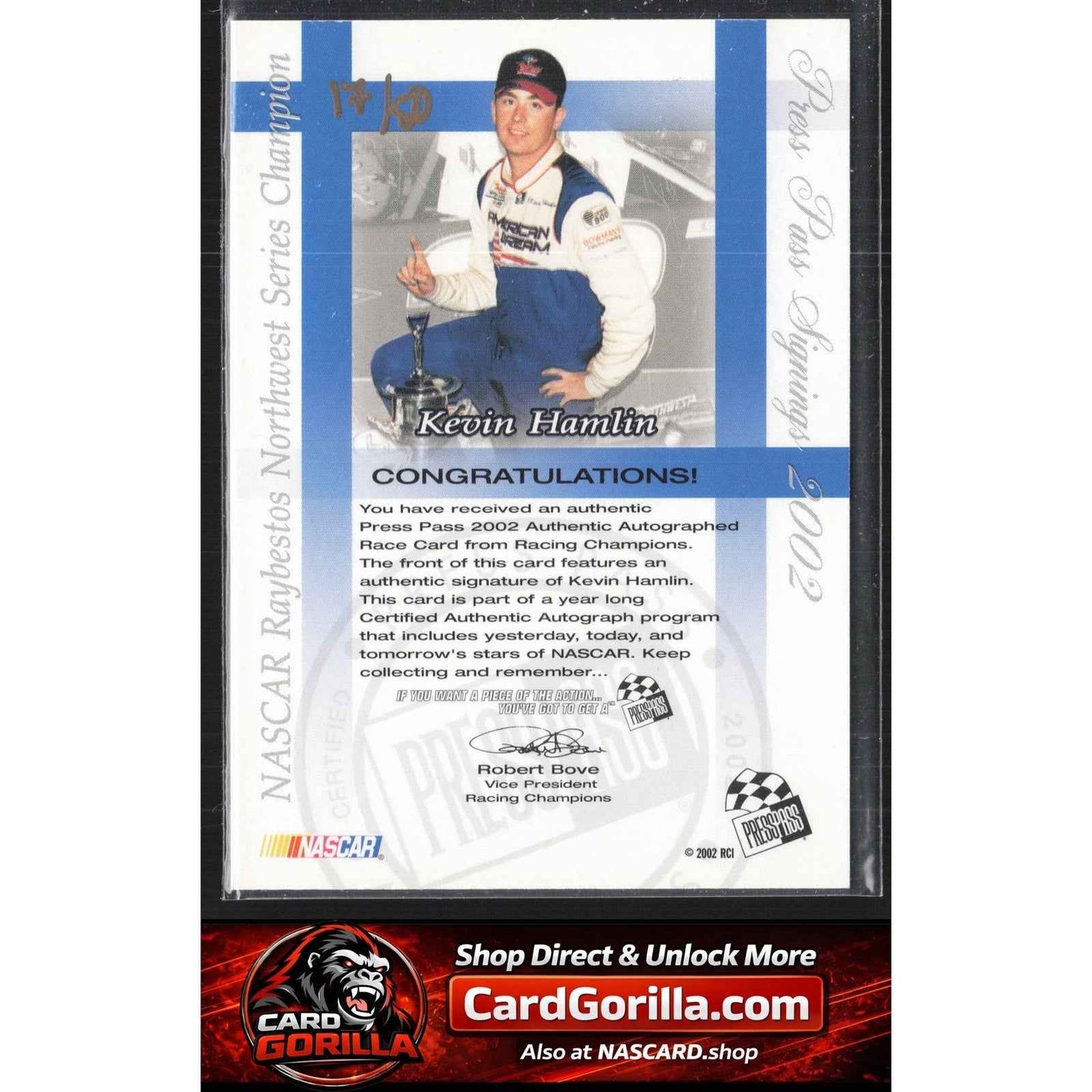 2002 Press Pass #NNO Kevin Hamlin Signings Gold #/50