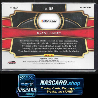 2024 Panini Select #168 Ryan Blaney Purple Prizms #/75