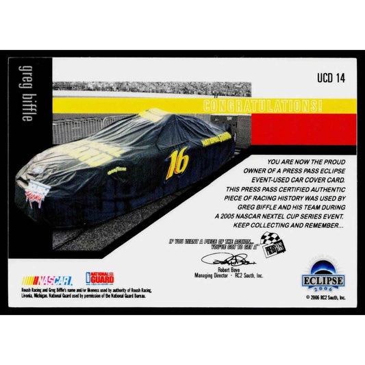 2006 Press Pass Eclipse #UCD 14 Greg Biffle Under Cover Drivers Red #/225