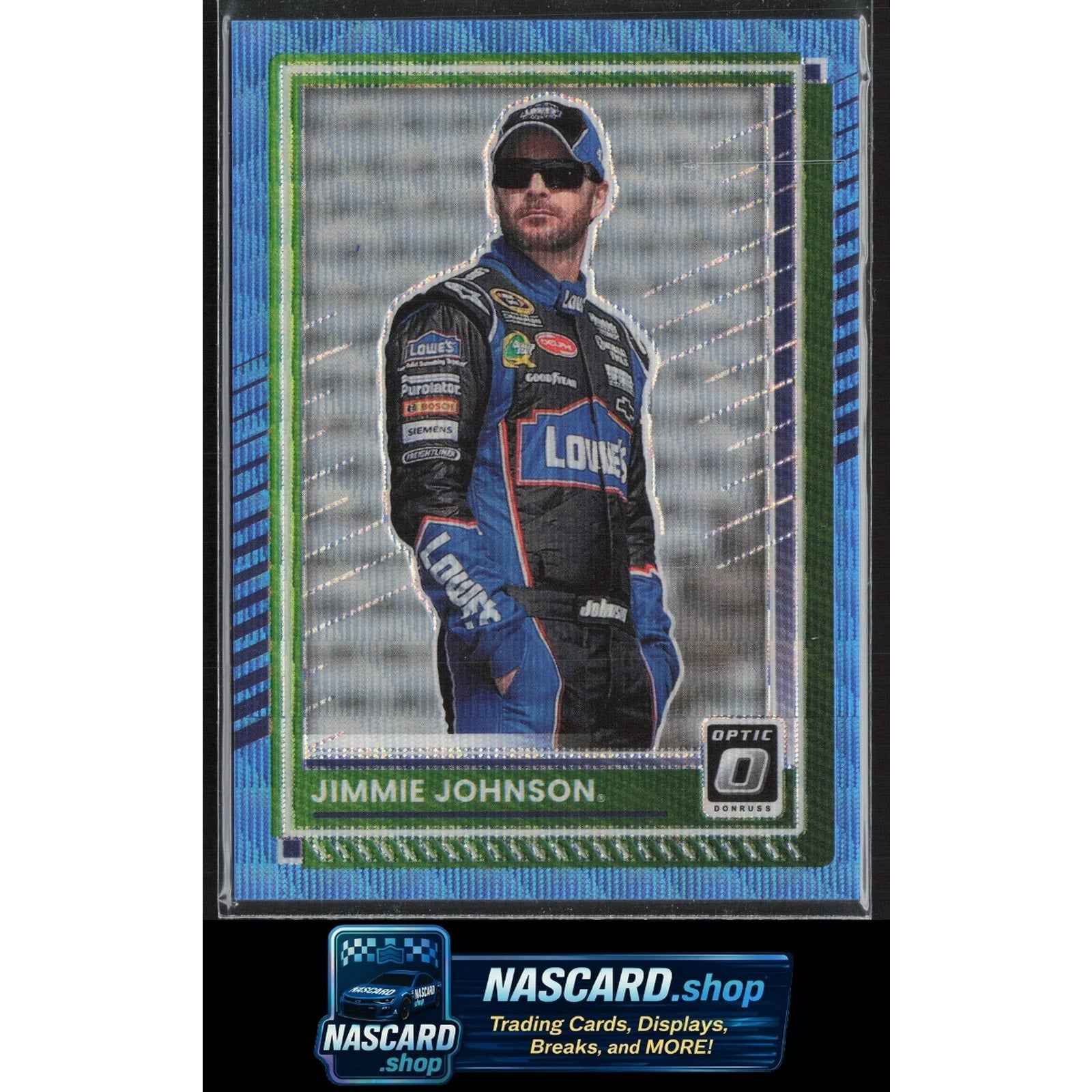 2025 Donruss #44 Jimmie Johnson Optic Carolina Blue Wave #/99